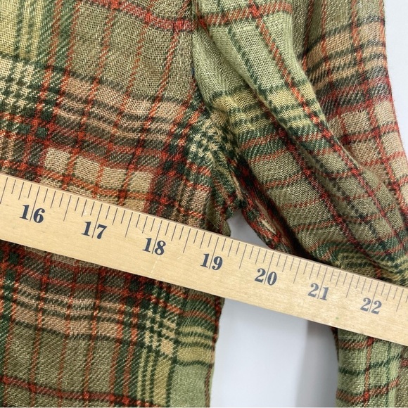 Ralph Lauren 100% Linen plaid long sleeve roll cuff button up shirt top Sz 8 - Picture 8 of 8